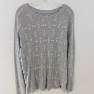 Amplify Thermal Grey Waffle Knit Top Size Medium Arrow Pattern